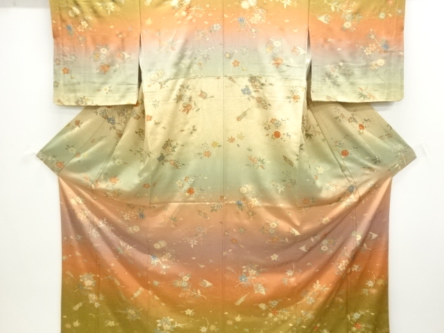 JAPANESE KIMONO / TSUKESAGE KOMON / FLORAL PLANTS